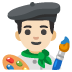 man artist: light skin tone emoji on Google