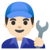 man mechanic: light skin tone emoji on Google