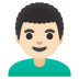 man: light skin tone, curly hair emoji on Google