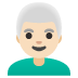 man: light skin tone, white hair emoji on Google