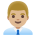 man office worker: medium-light skin tone emoji on Google