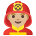 man firefighter: medium-light skin tone emoji on Google