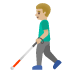 man with white cane: medium-light skin tone on Google