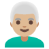 man: medium-light skin tone, white hair on Google