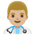 man health worker: medium-light skin tone emoji on Google