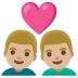 couple with heart: man, man, medium-light skin tone on Google