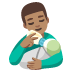 man feeding baby: medium skin tone emoji on Google