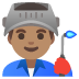 man factory worker: medium skin tone emoji on Google