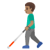 man with white cane: medium skin tone on Google