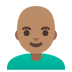 man: medium skin tone, bald emoji on Google
