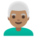 man: medium skin tone, white hair emoji on Google