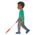 man with white cane: medium-dark skin tone on Google