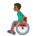 man in manual wheelchair: medium-dark skin tone emoji on Google