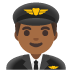 man pilot: medium-dark skin tone emoji on Google