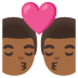 kiss: man, man, medium-dark skin tone emoji on Google