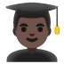 man student: dark skin tone emoji on Google