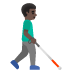 man with white cane facing right: dark skin tone emoji on Google