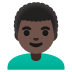 man: dark skin tone, curly hair emoji on Google
