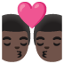 kiss: man, man, dark skin tone emoji on Google