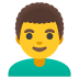 man: curly hair emoji on Google