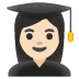 woman student: light skin tone emoji on Google