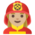 woman firefighter: medium-light skin tone emoji on Google