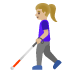 woman with white cane: medium-light skin tone on Google