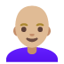 woman: medium-light skin tone, bald emoji on Google