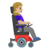 woman in motorized wheelchair facing right: medium-light skin tone emoji on Google