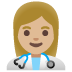 woman health worker: medium-light skin tone emoji on Google