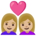 couple with heart: woman, woman, medium-light skin tone on Google