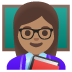 woman teacher: medium skin tone emoji on Google