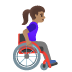 woman in manual wheelchair facing right: medium skin tone emoji on Google