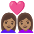 couple with heart: woman, woman, medium skin tone on Google