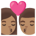 kiss: woman, man, medium skin tone on Google