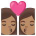 kiss: woman, woman, medium skin tone on Google