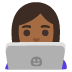 woman technologist: medium-dark skin tone emoji on Google