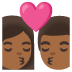 kiss: woman, man, medium-dark skin tone on Google