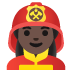 woman firefighter: dark skin tone emoji on Google