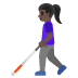 woman with white cane: dark skin tone emoji on Google