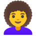 woman: curly hair emoji on Google