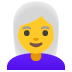 woman: white hair emoji on Google