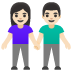 woman and man holding hands: light skin tone emoji on Google