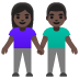 woman and man holding hands: dark skin tone emoji on Google
