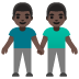 men holding hands: dark skin tone emoji on Google