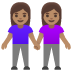 women holding hands: medium skin tone emoji on Google