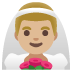 man with veil: medium-light skin tone emoji on Google