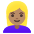 woman: medium skin tone, blond hair on Google