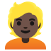 person: dark skin tone, blond hair emoji on Google