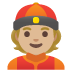 person with skullcap: medium-light skin tone emoji on Google